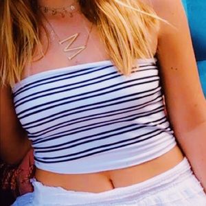Black and Shite Striped Urban Outfitters Tube Top